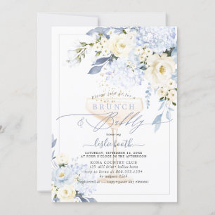 Invitation H2 Blue Hydrangea Crème Roses Brunch Bubbly