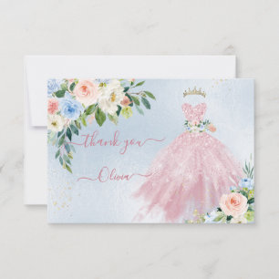 Invitation H2 Rose Bleu Parkling Quinceanera Robe Merci