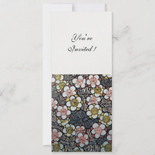 INVITATION HAIKU/ FLEURS DE PRINTEMPS ROSE BLANC NOIR