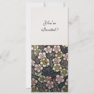 INVITATION HAIKU/ NOIR BLANC JAUNE ROSE FLEURS DE PRINTEMPS