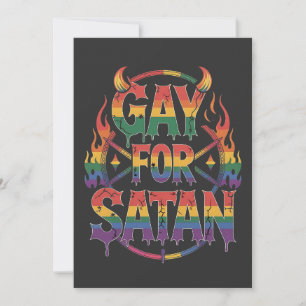 Invitation Hail Gay Satan Rainbow Baphomet Devil Goat LGBTQ