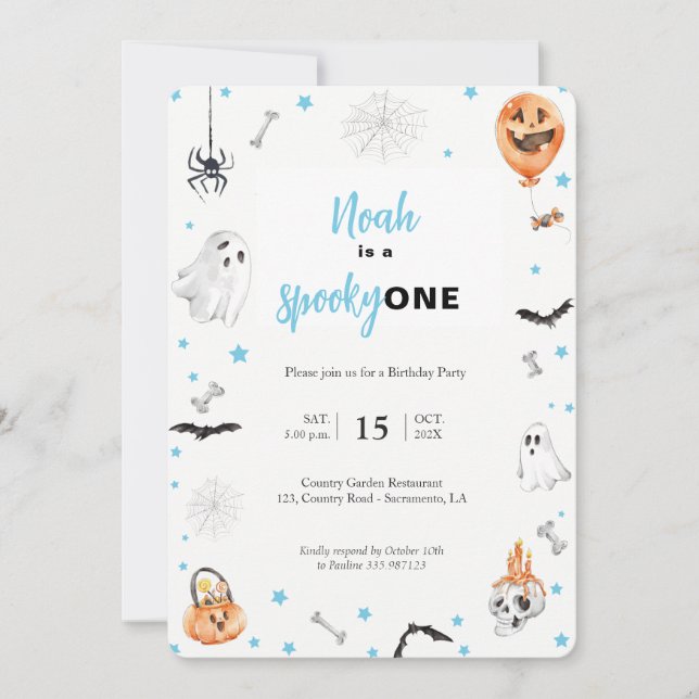 Invitation Halloween 1er anniversaire Pink éffrayante invitat (Devant)