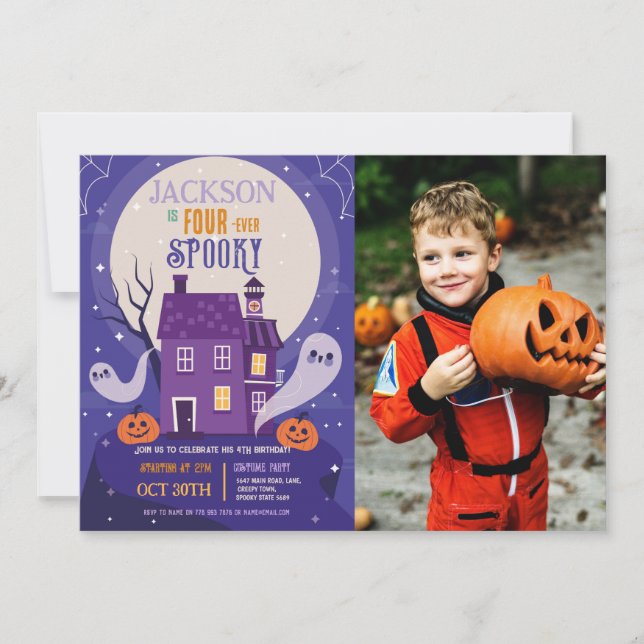 Invitation Halloween 4TH Ghosts Quatre House Party Photo Quat (Devant)