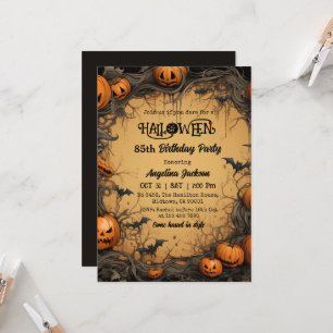 Invitation Halloween 85e Anniversaire Citrouille Vintage Somb
