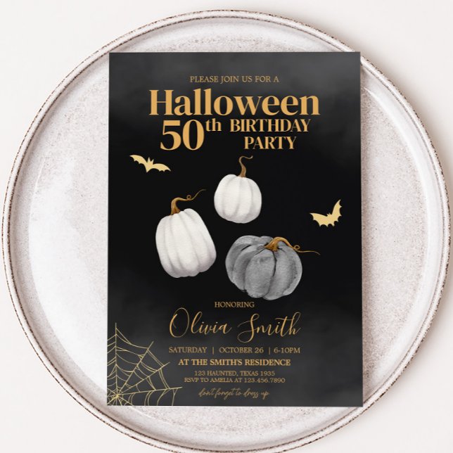 Invitation Halloween adulte moderne fête d'anniversaire (Adult Modern Halloween Birthday Party Invitation)