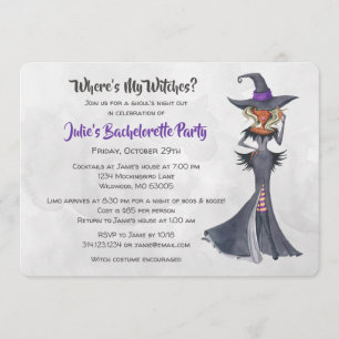 Invitation Halloween African America Witch Bachelorette Party