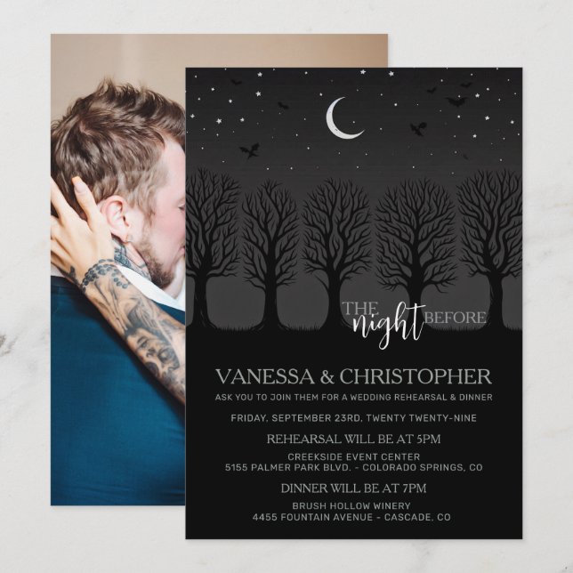 Invitation Halloween Arbres Nuit Avant La Répétition Mariage (Devant / Derrière)