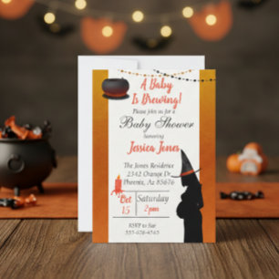 Invitation Halloween Baby prépare une Baby Shower sorcière mo