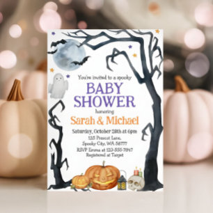 Invitation Halloween Baby shower Éffrayant Cute Aquarelle