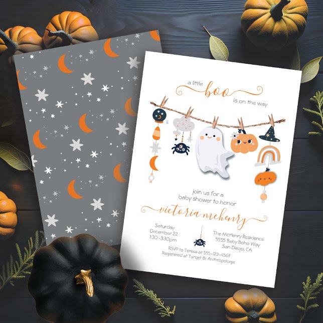 Invitation Halloween Baby shower fantôme ligne (Créateur téléchargé)