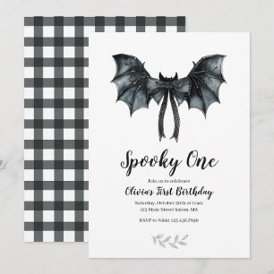 Invitation Halloween Bat Bow Éffrayant Un 1er anniversaire
