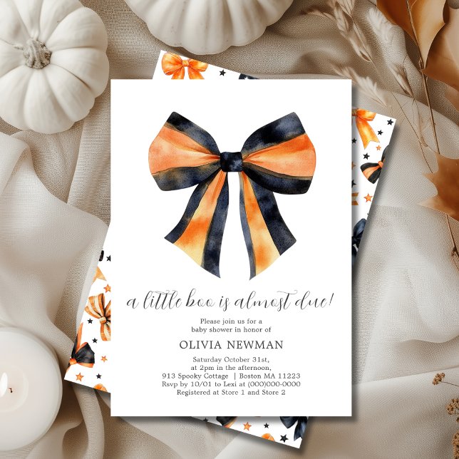 Invitation Halloween Black Orange Coquette Bow Baby shower (Créateur téléchargé)