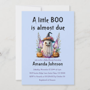 Invitation Halloween Blue Little Boo Ghost Boy Baby shower
