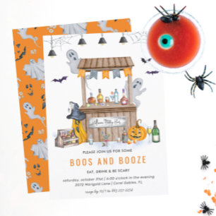Invitation Halloween : Boissons et Fantômes Soirée Cocktail