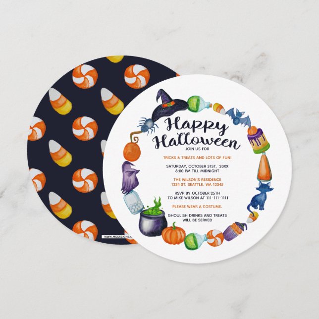 Invitation Halloween Boissons et friandises Halloween (Devant / Derrière)