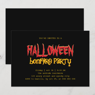 Invitation Halloween Bonfire Party Ado extérieur Jaune noir
