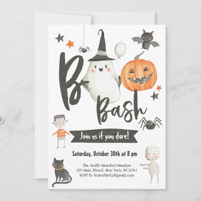 Invitation Halloween Boo Bash - Soirée Costume - É (Devant)