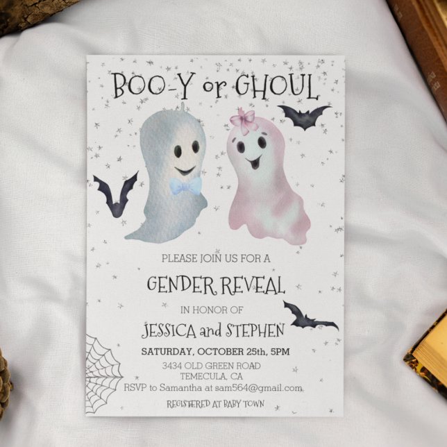Invitation Halloween Boo-y et Ghoul Genre Révéler les fantôme (Créateur téléchargé)