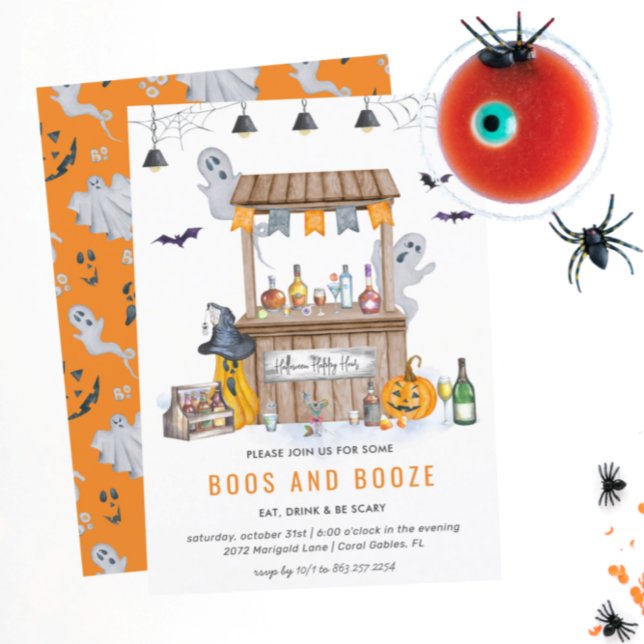 Invitation Halloween Booze et Boos | Cocktail Party (Créateur téléchargé)