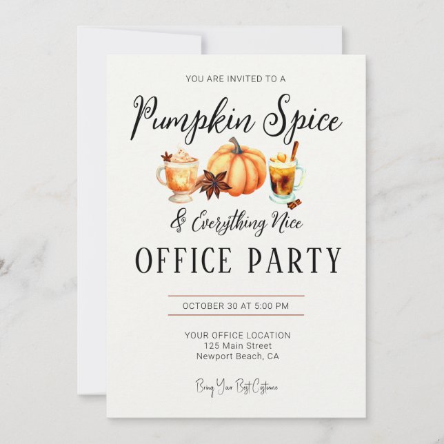 Invitation Halloween Bureau Party Business Citrouille Spice N (Devant)