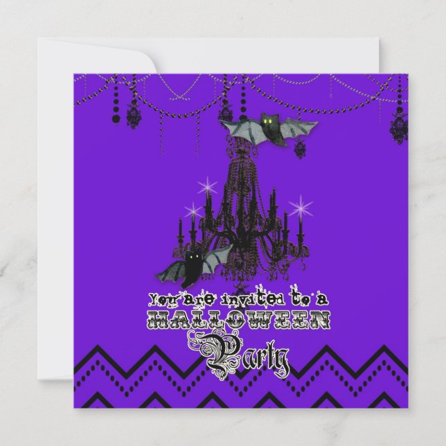 Invitation Halloween Chandelier d'automne Bat Chevron Zig Zag (Devant)