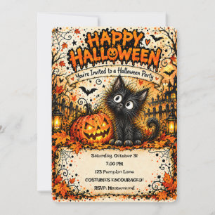 🎃🐈⬛ Invitation Halloween Chat Noir 👻✨