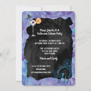 Invitation Halloween Chat noir {urple Costume Cocktail Party