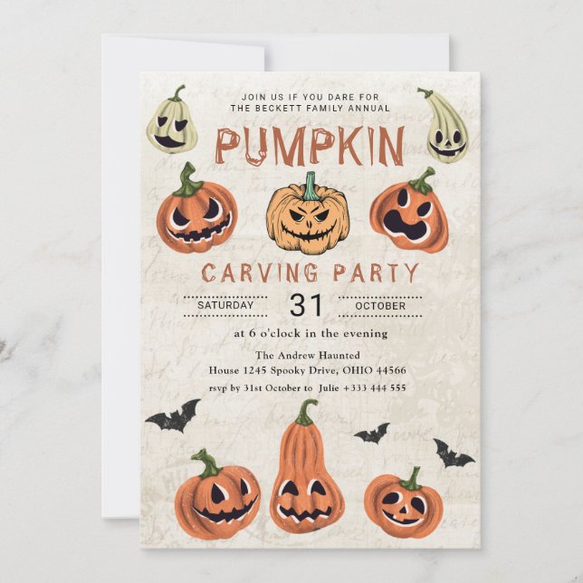 Invitation Halloween citrouille (Devant)