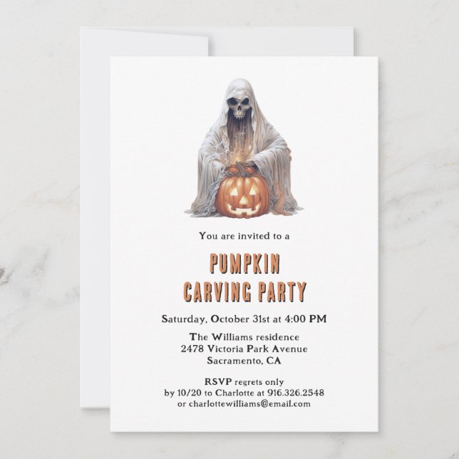Invitation Halloween Citrouille Carving Party (Devant)
