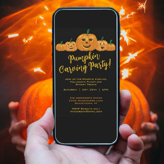Invitation Halloween Citrouille Carving Party