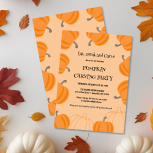 Invitation Halloween Citrouille Carving Party