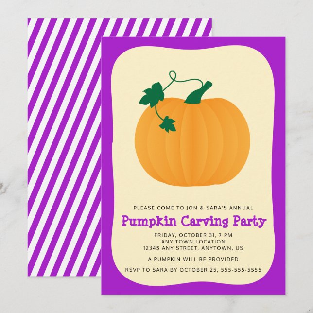 Invitation Halloween Citrouille Carving Party (Devant / Derrière)