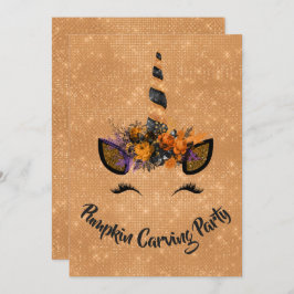 Invitation Halloween Citrouille Carving Party Unicorn