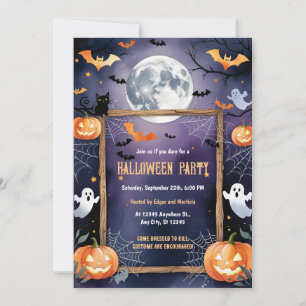 Invitation Halloween Citrouille de la lune de chauve-souris