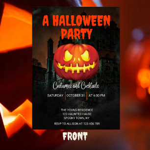 Invitation Halloween Citrouille Éffrayant Party Dark Haunk Ho