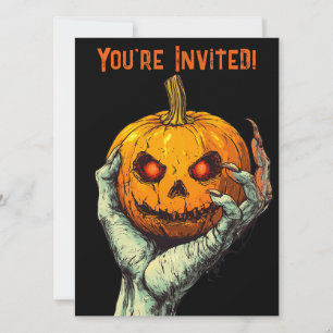 Invitation Halloween Citrouille Ghoul Main Déplaisante