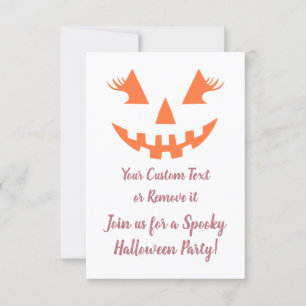 Invitation Halloween Citrouille Jack-o'-lantern fille personn