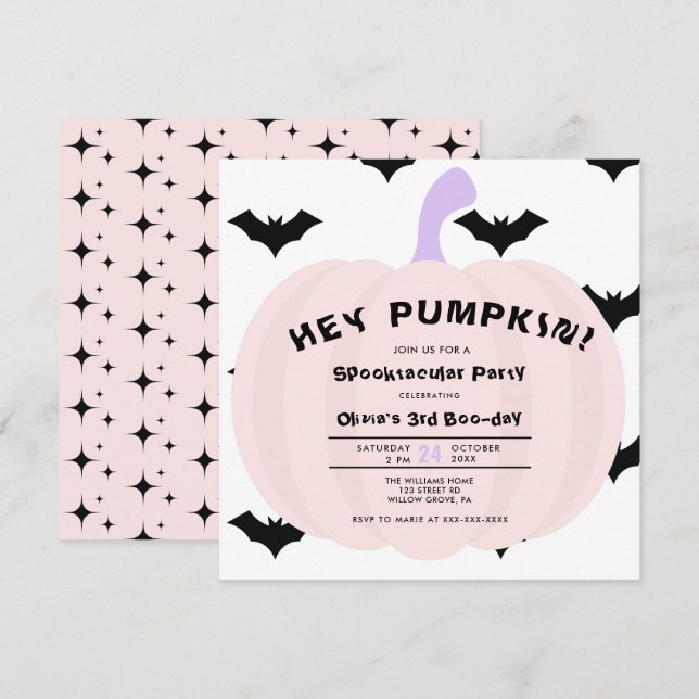 Invitation Halloween Citrouille moderne N'importe quelle anné (Devant / Derrière)