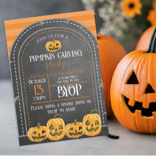 Invitation Halloween Citrouille orange et noir