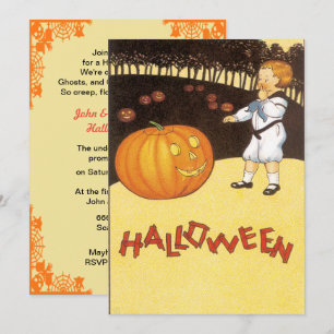 Invitation Halloween Citrouille vintage