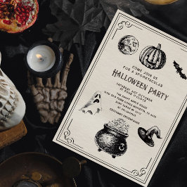 Invitation Halloween Citrouille Vintage sorcière