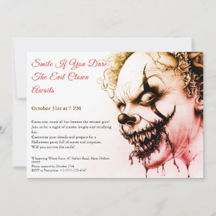 Invitation Halloween Clown Maléfique – Sourire Sin