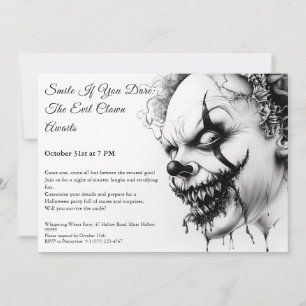 Invitation Halloween Clown Maléfique – Sourire Sin