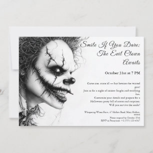 Invitation Halloween Clown Maléfique – Sourire Sin