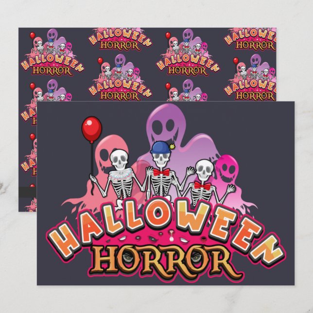 Invitation Halloween Clowns effrayants Horreur (Devant / Derrière)