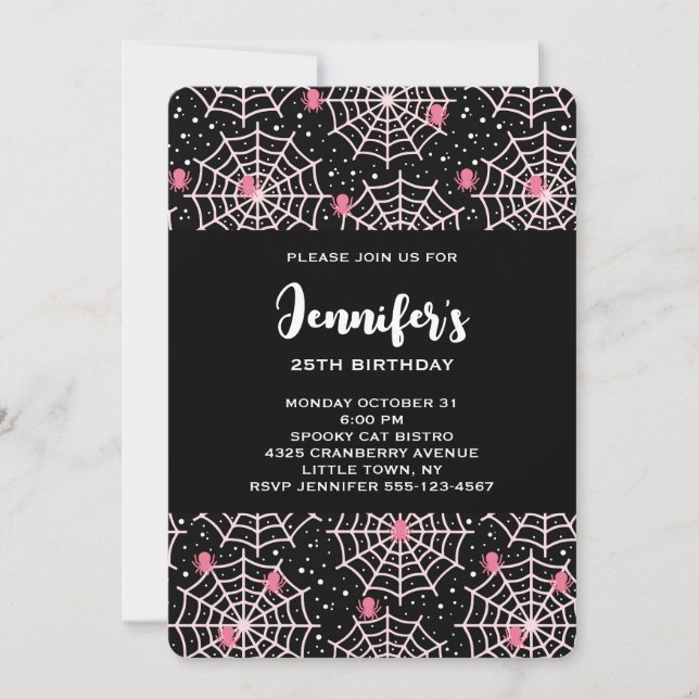Invitation Halloween Cobwebs & Spiders Motif Anniversaire (Devant)