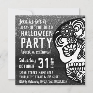 Invitation Halloween cool Jour de la Parties scintillant mort