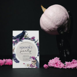 Invitation Halloween corbeau et crâne