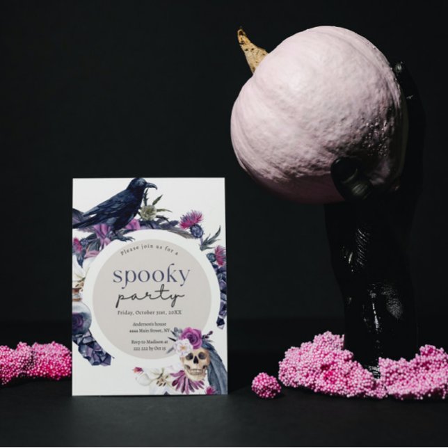 Invitation Halloween corbeau et crâne (Créateur téléchargé)