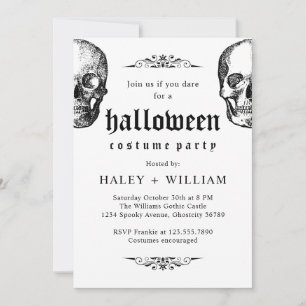 Invitation Halloween Costume fête crâne gothique Éffrayant Th